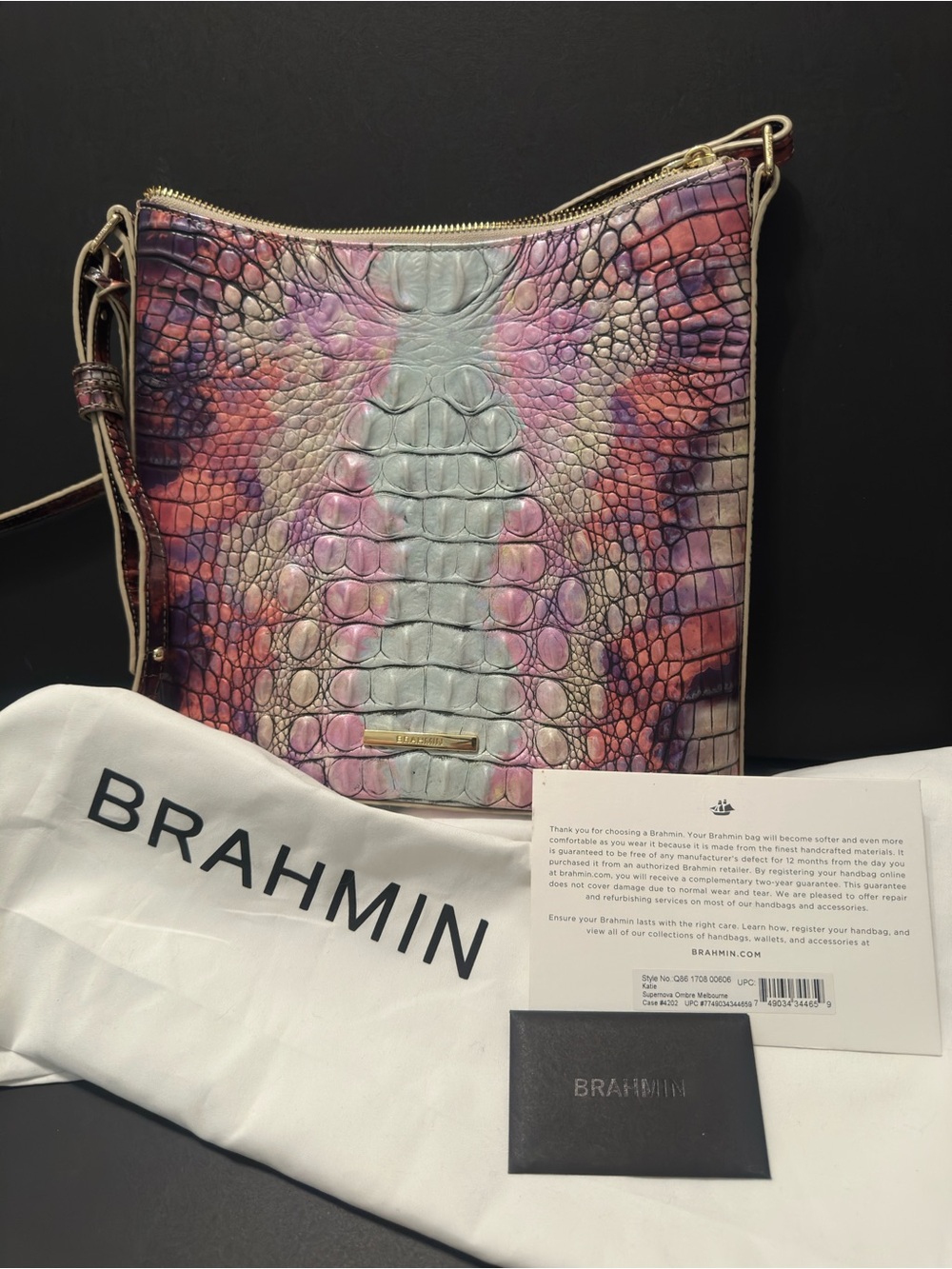 Brahmin Katie Supernova ombré Melbourne Iridescent Multi Leather Crossbody